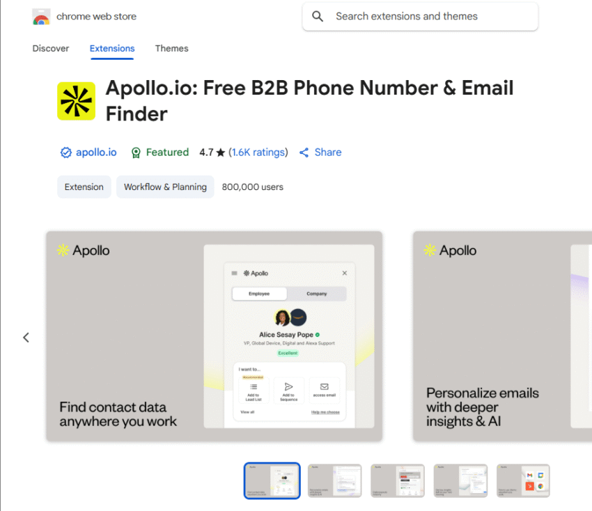 Apollo Chrome Extension
